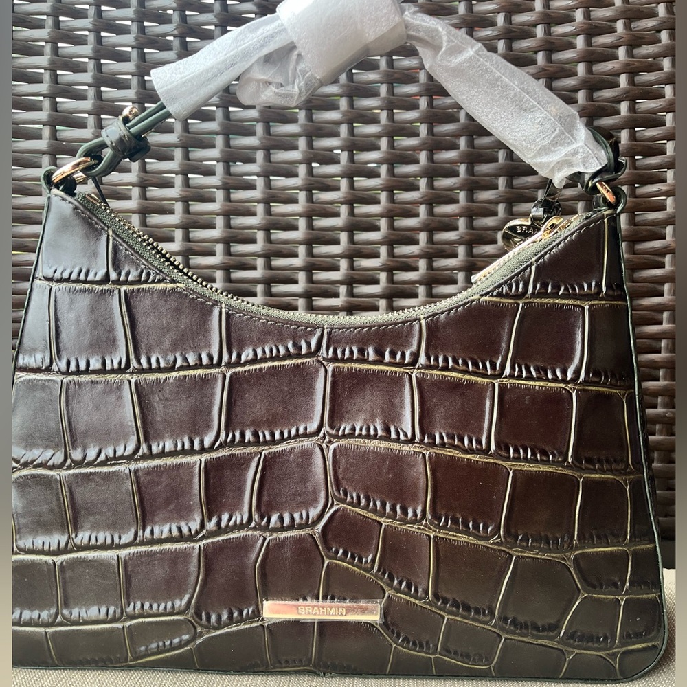 NWT Brahmin ESME in MATCHA GREEN BAIZE Shoulder Bag